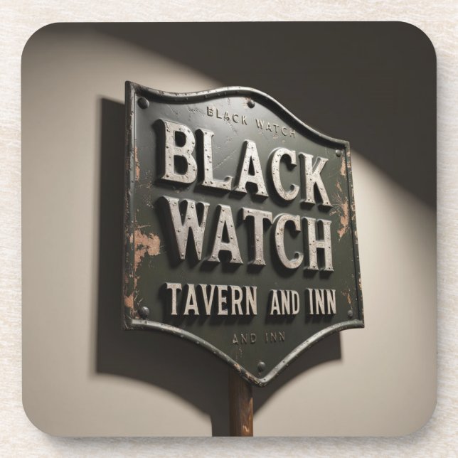 Porta-copo Placa Distendida Black Watch Inn (Frente)