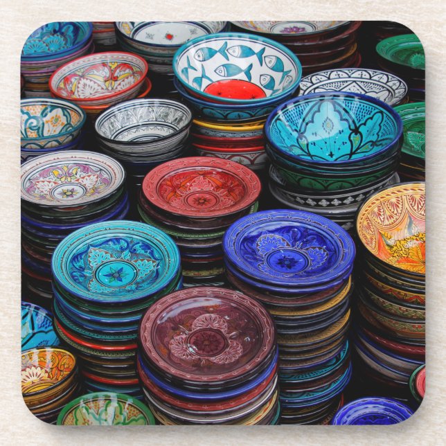 Porta-copo Placas Marroquinas No Mercado (Frente)