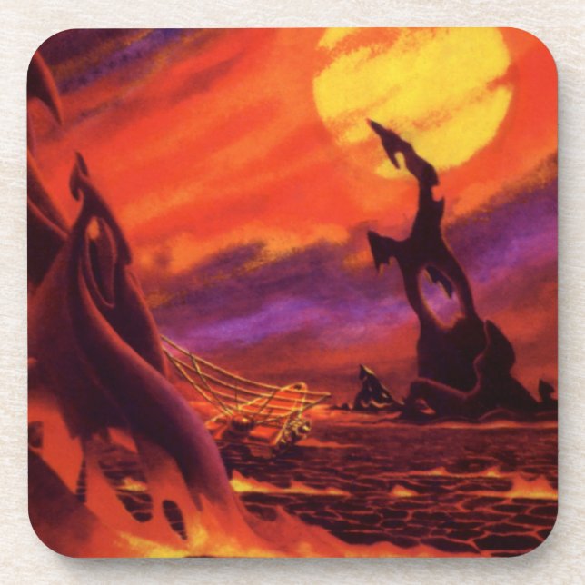 Porta-copo Planeta vulcânico de ficção científica com Red Lav (Frente)