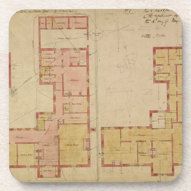 Porta-copo Planos para a casa vermelha, charneca de Bexley, (Frente)