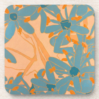 Porta-copo Plastic Coaster Contemporary Leaf Design in Peach