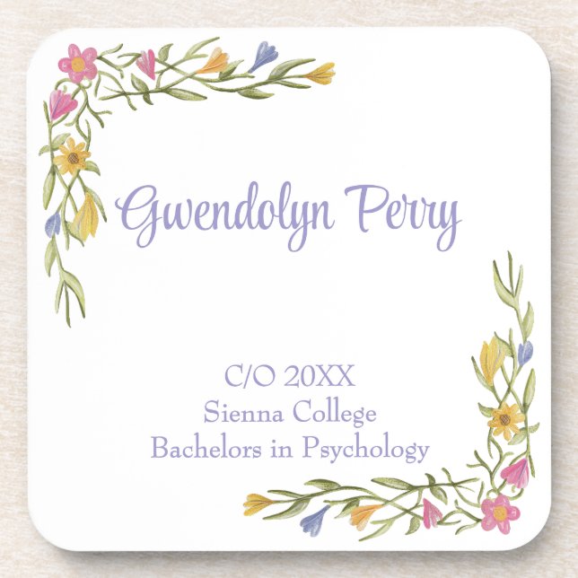 Porta-copo Plástico de Formandos de Boho Floral (Frente)