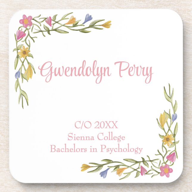 Porta-copo Plástico de Formandos de Boho Floral (Frente)