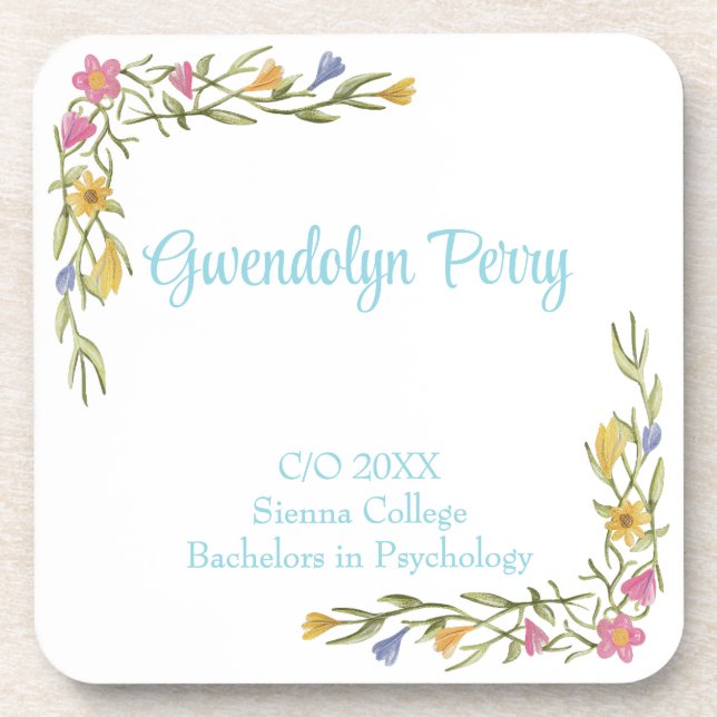 Porta-copo Plástico de Formandos de Boho Floral (Frente)