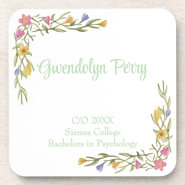 Porta-copo Plástico de Formandos de Boho Floral (Frente)