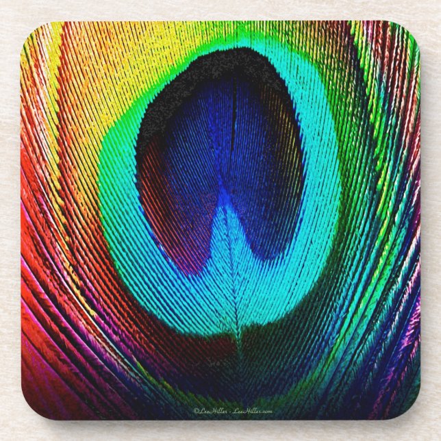 Porta-copo Pluma de Pavão Vibrante (Frente)