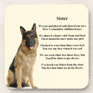 Porta-copo Poema da irmã - cão de german shepherd