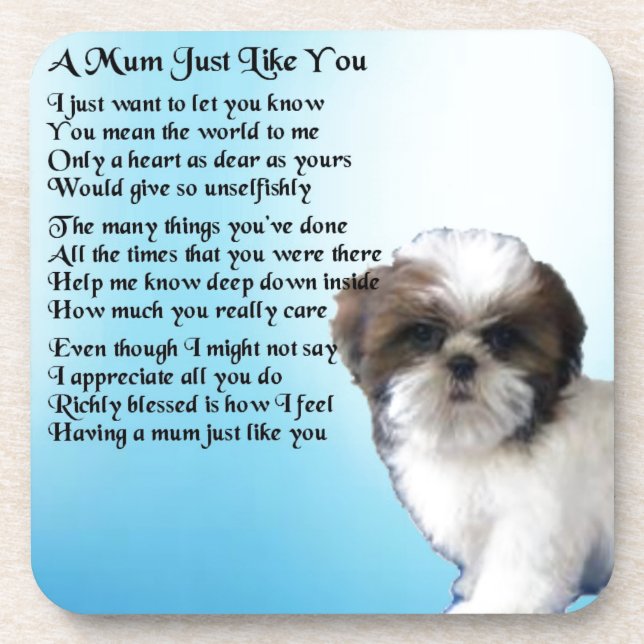 Porta-copo Poema da mãe - design de Shih Tzu (Frente)