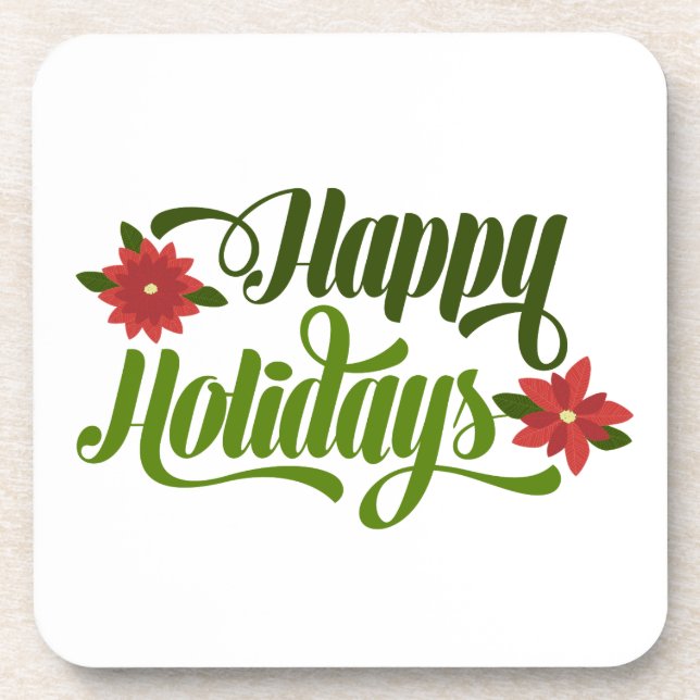 Porta-copo Poinsettia de Férias Felizes (Frente)