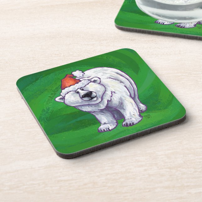 Porta-copo Polar Bear Natal Em Verde (Left Side)
