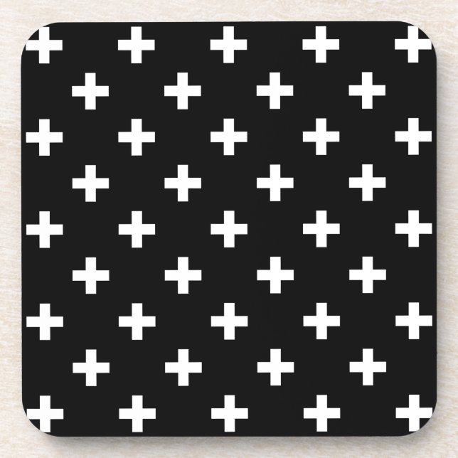 Porta-copo Polka branca cruza a preto (Frente)