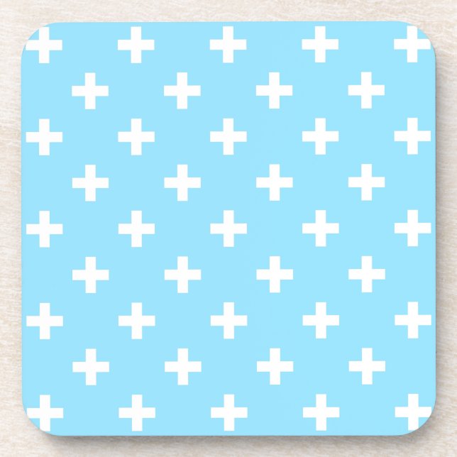 Porta-copo Polka branca cruza o azul-bebê (Frente)