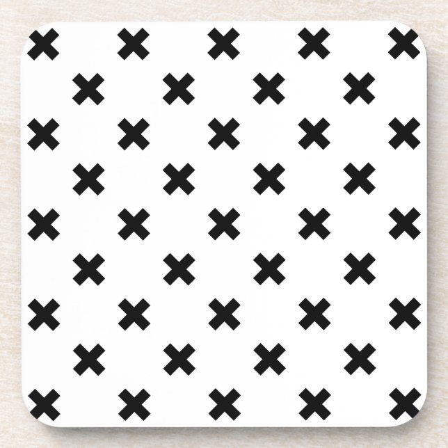 Porta-copo Polka preto cruza em branco (Frente)