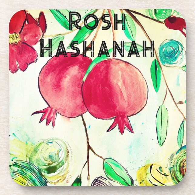 Porta-copo Pomegranato Rosh Hashanah Fruta Shana Tova (Frente)
