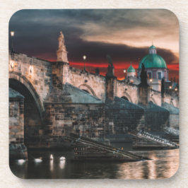 Porta-copo Ponte Carlos de Praga à Noite Suporte de Plástico