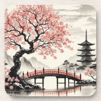 Porta-copo Ponte da Pagode da Flor de Cerejeira Japonesa Vela