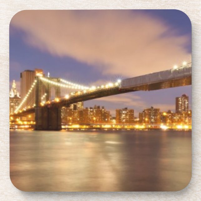 Porta-copo Ponte de Brooklyn e Manhattan na noite (Frente)