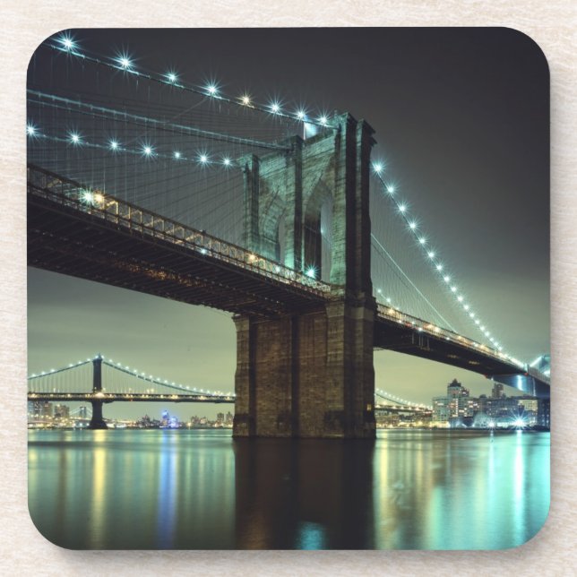 Porta-copo Ponte de Brooklyn na ponte de Manhattan da noite (Frente)