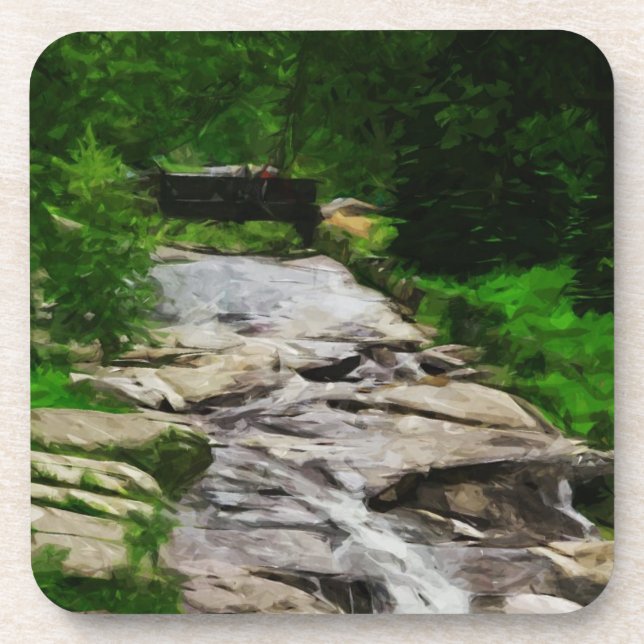 Porta-copo Ponte de Pé sobre o Fluxo Rochoso e Coca-Abstrato (Frente)