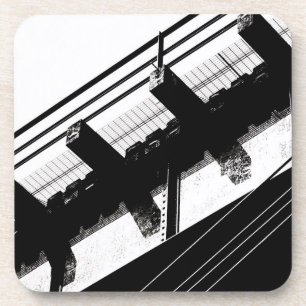 Porta-copo Ponte Portageville antiga, preta e branca