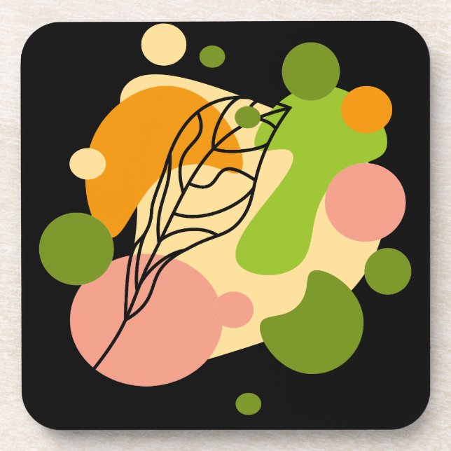 Porta-copo Pontos de abstrato interessantes com folhas (Frente)