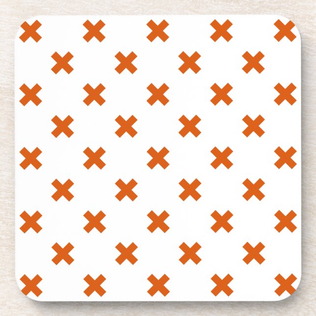 Porta-copo Pontos de cruz laranja em branco (Frente)