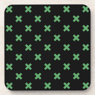 Porta-copo Pontos de cruz verdes em preto