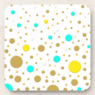 Porta-copo Pontos Modernos Turquesa Amarelo Branco Dourado De