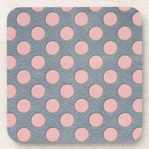 Porta-copo Pontos Polka Rosa em Impressão de Couro Cinza