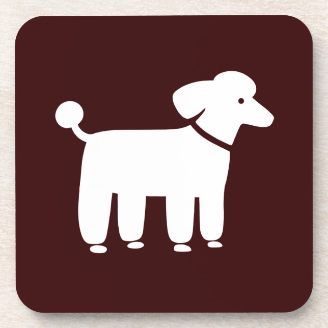Porta-copo Poodle Branco com Fundo de Cor Personalizada (Frente)
