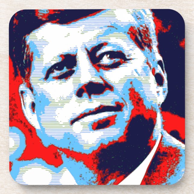 Porta-copo Pop Art JFK John F. Kennedy Red Blue (Frente)
