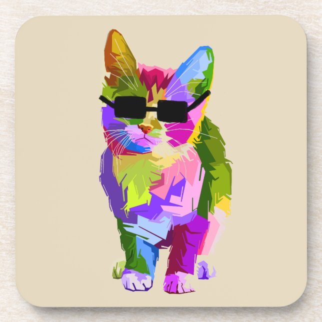 Porta-copo Pop Art legal gatinho arte (Frente)