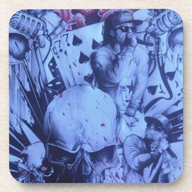 Porta-copo Pop Músicos Impressão de Arte Roxo Azul (Frente)