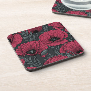 Porta-copo Poppies em Viva Magenta