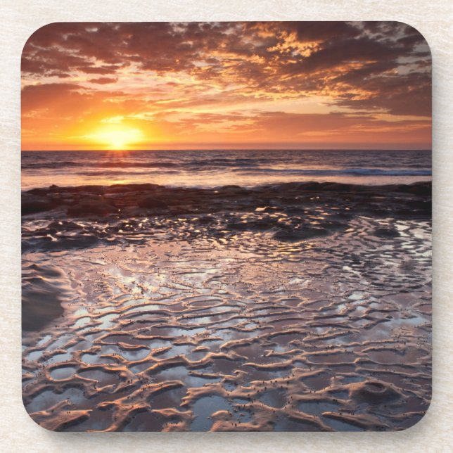 Porta-copo Pôr do sol na praia, Califórnia (Frente)