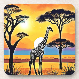 Porta-copo Pôr do Sol no Safari: Abraço da Girafa