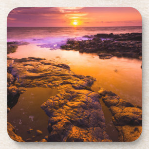 Porta-copo Pôr do sol sobre poças de maré, Havaí