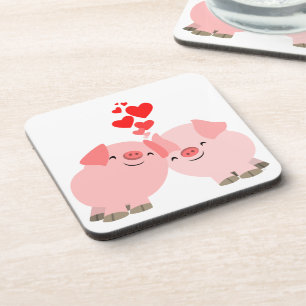 Porta-copo Porcos de Cartoon Bonitos em Portas copos de Amor
