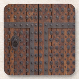 Porta-copo Porta De Madeira Antiga Com Reinforços De Metal N