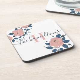Porta-copo Portal de plástico duro com flores monogramadas