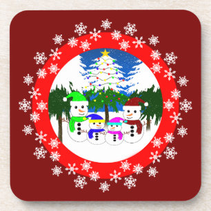 Porta-copo Portas copos da Família Snowman de Natal