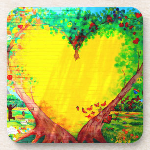 Porta-copo portas copos de coração dourado