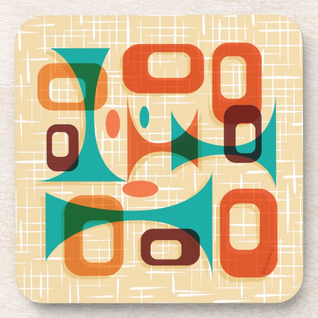 Porta-copo Portas copos de Googie Gráfico Moderno do meio séc (Frente)