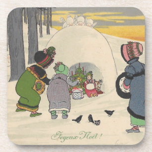 Porta-copo Portas copos de Natal Vintage French Snow Girls