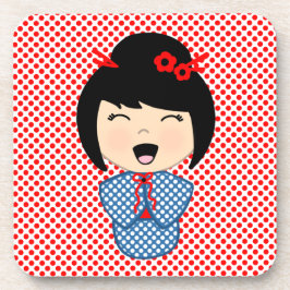 Porta-copo Portas copos Kokeshi Doll 1 com apoio de cortiça -