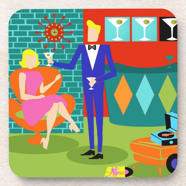 Porta-copo Portas copos plásticas duras do casal retro de (Frente)