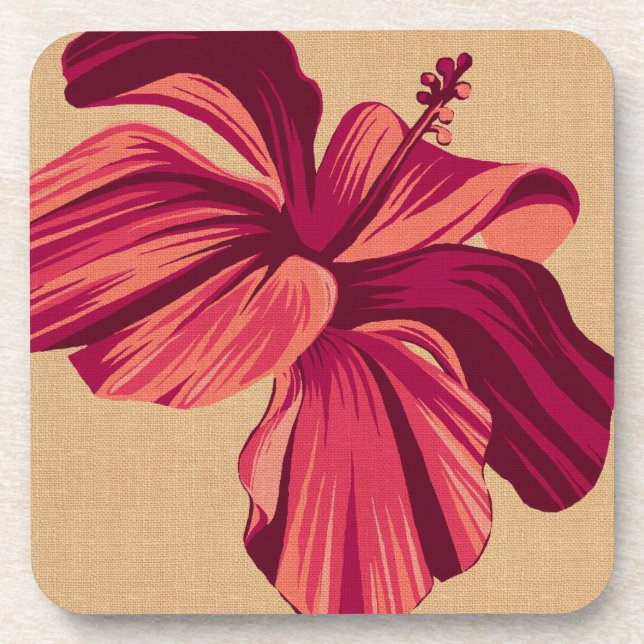 Porta-copo Portas copos Streaky Hawaiian Hibiscus Faux Linen (Frente)