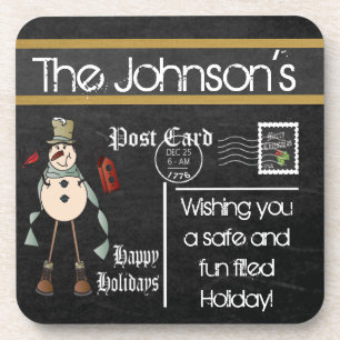 Porta-copo Postcard Chalkboard Vintage   Natal