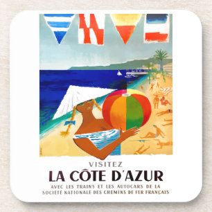 Porta-copo Poster de viagens 1957 do francês de Cote d'Azur