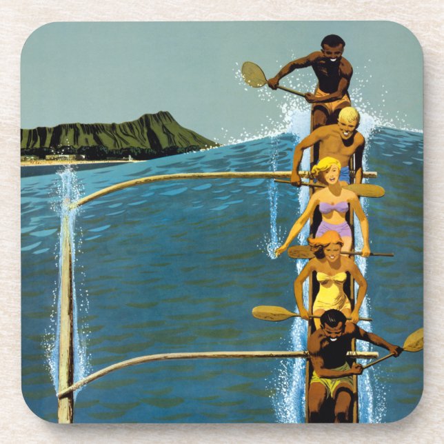 Porta-copo Poster de viagens Da United Air Lines Para O Havaí (Frente)